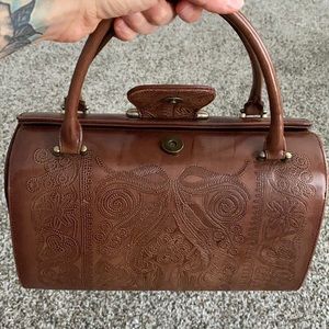 Beautiful leather hand stamped purse